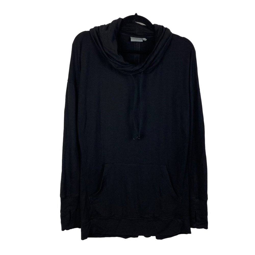Athleta Studio Cowl Sweatshirt Womens Size Medium 349532 Kangaroo Pocket Black